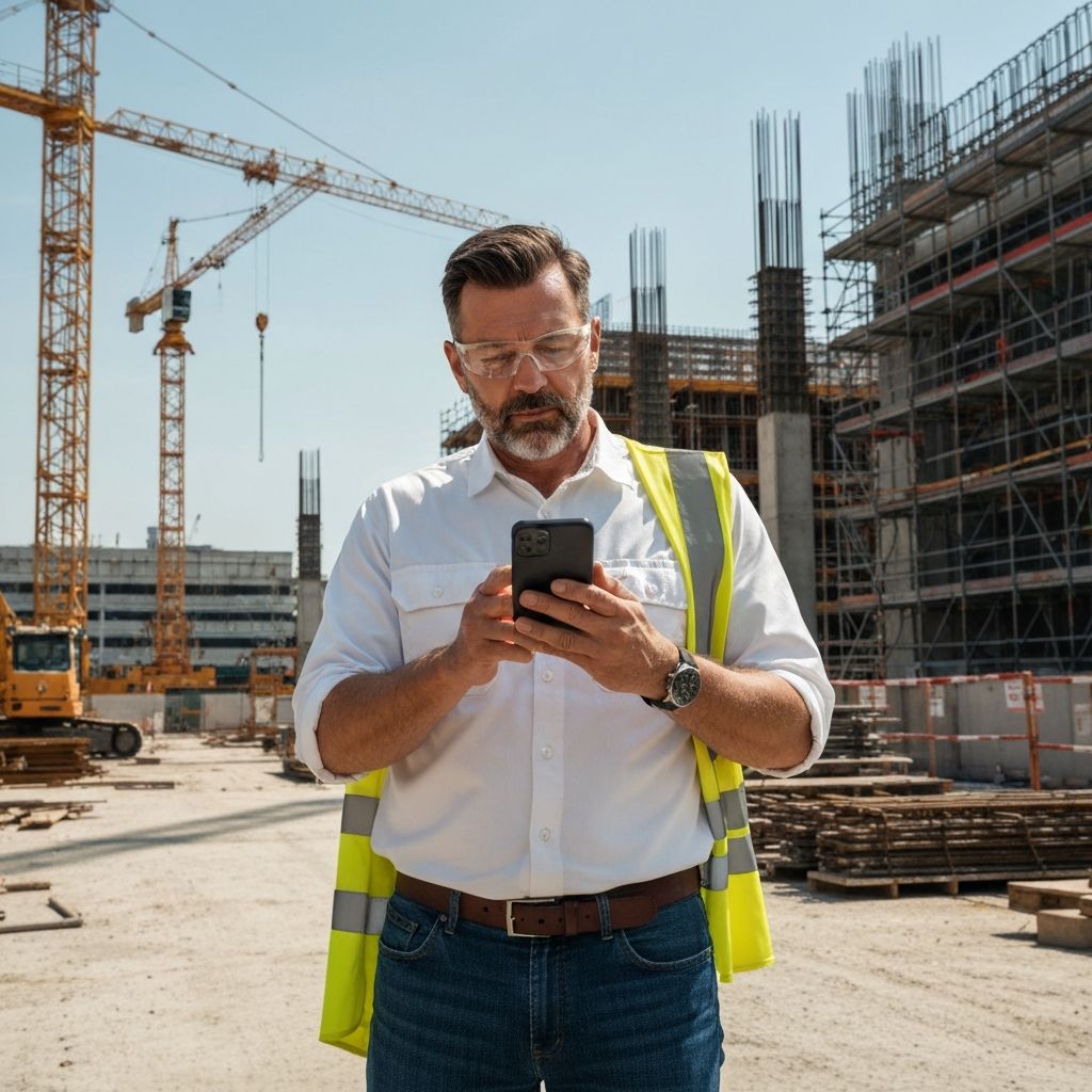 Construction site manager using SiteSayer app